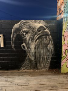 "Majestic Goat" Spray Paint. 2019. Located at The Bearded Goat in Downtown Greensboro, NC